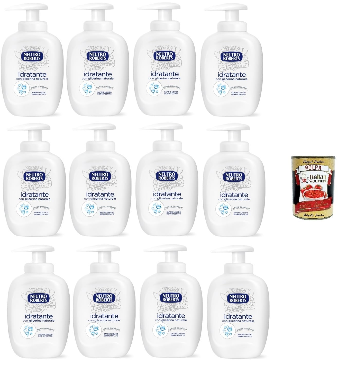 Neutro Roberts sapone liquido Idratante Jabón hidratante 12 x 200 ml + Polpa Italian Gourmet 400 g