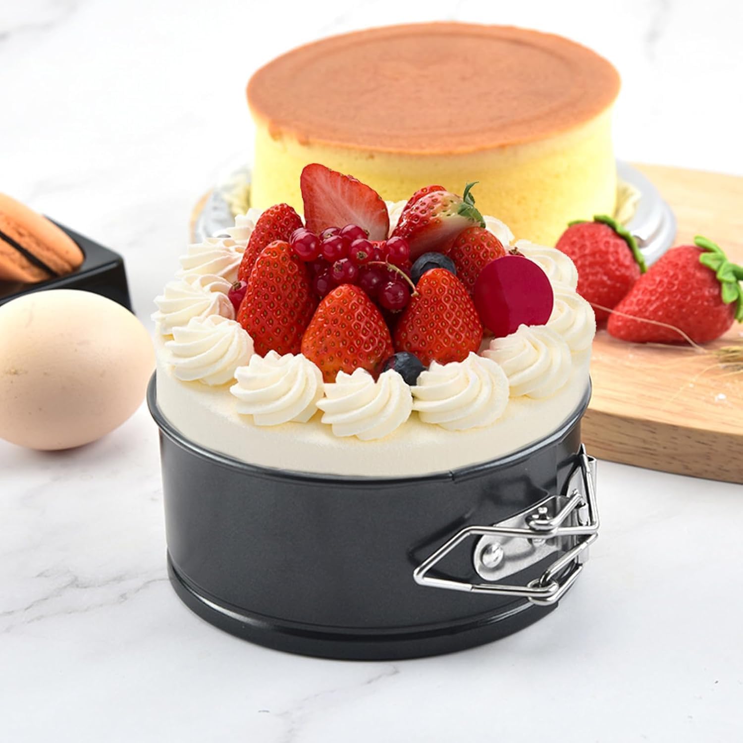 4 Inch Springform Cake Pan Set of 4, Non-Stick Round Mini Cake Tins with Removable Bottom for Cheesecakes, Pie, Quiche and Baking