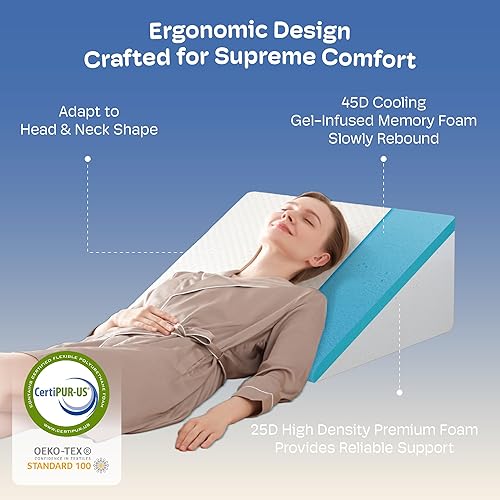 Miniatura 3 de Almohada de cuña de cama de 12 pulgadas para dormir después de la cirugía y soporte de cabecera, reflujo ácido, reflujo gastroesofágico y alivio de