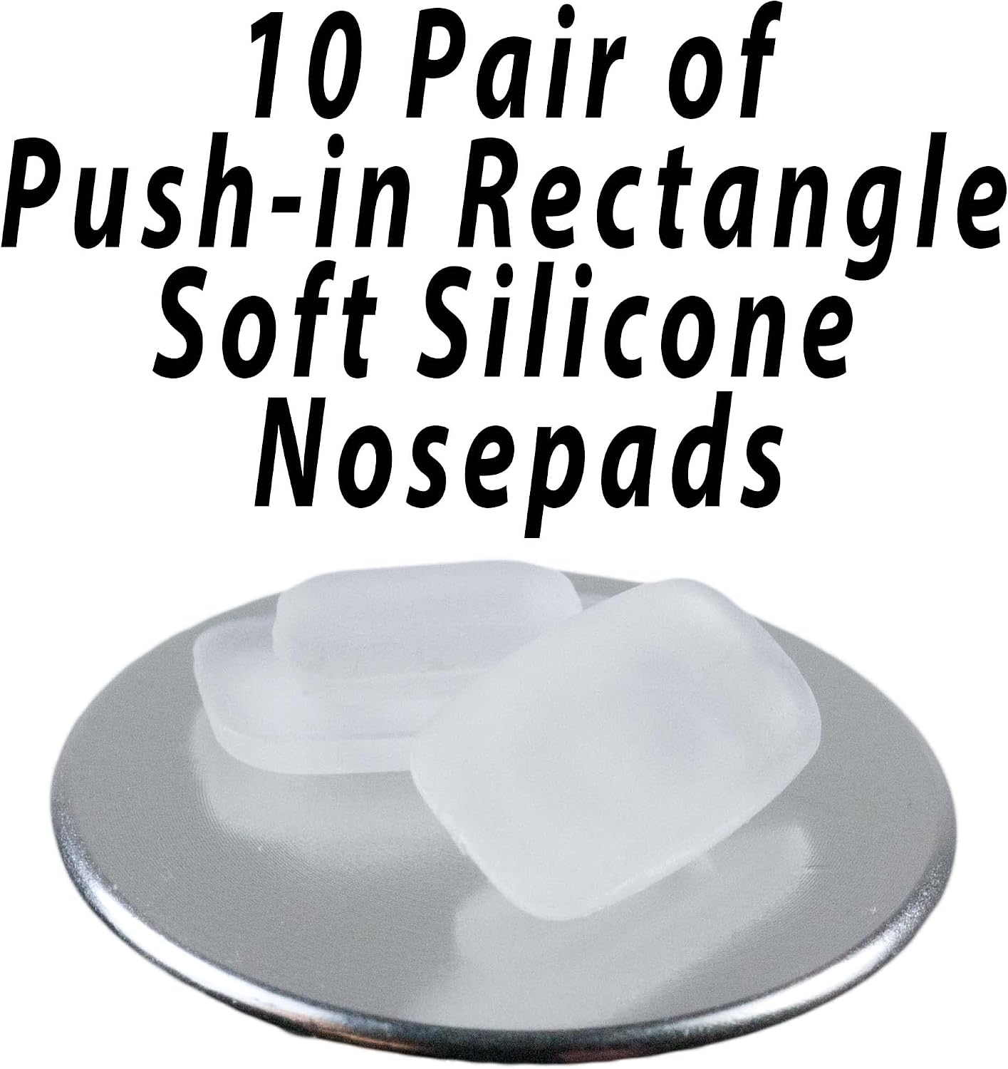 GMS Optical Soft Silicone Push-in Rectangle Nose Pads for Glasses, Sunglasses, and Eye Wear -11mm (10 Pair)