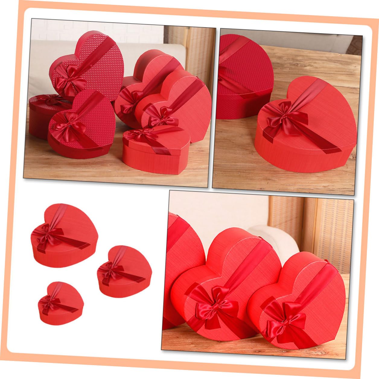 FUNOMOCYA 3 Stück Herzförmige Geschenkboxen Rot Wiederverwendbare Aufbewahrungsboxen aus Leichtem Material für Valentinstag Hochzeit und Festliche Anlässe