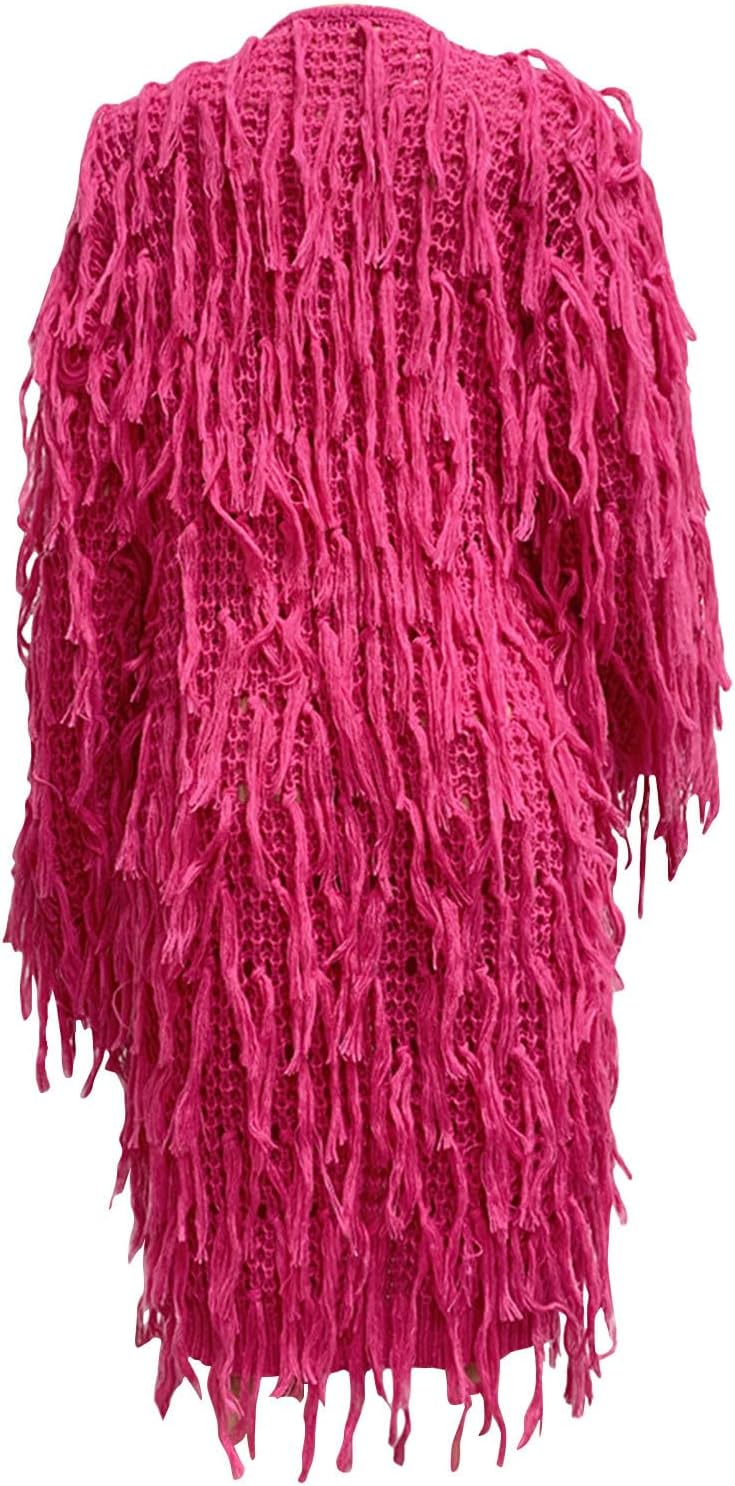 HGps8w Women's Tassels Knit Cardigan Sweaters Oversized Open Front Long Sleeve Jacket Dressy Casual Solid Winter Coat