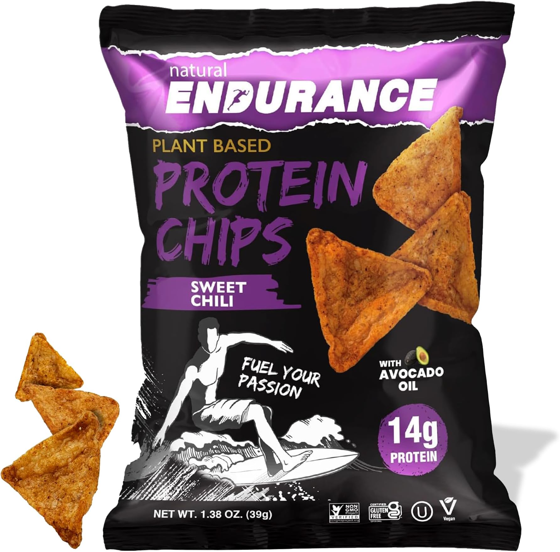 natural ENDURANCE - Natural Endurance Protein Chips: Low Carb Chips, High Protein Snack, Vegan Protein with Avocado Oil