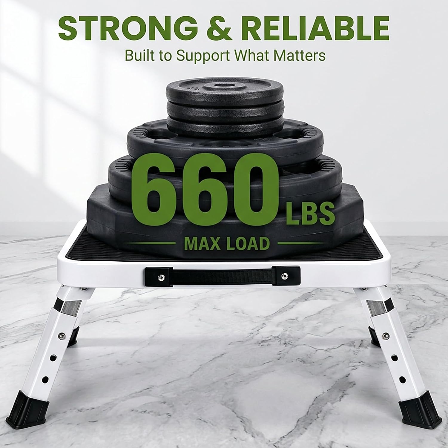 ZAVOOS Folding Step Stool, Adjustable, Anti-Slip Platform, 660 Lbs Capacity