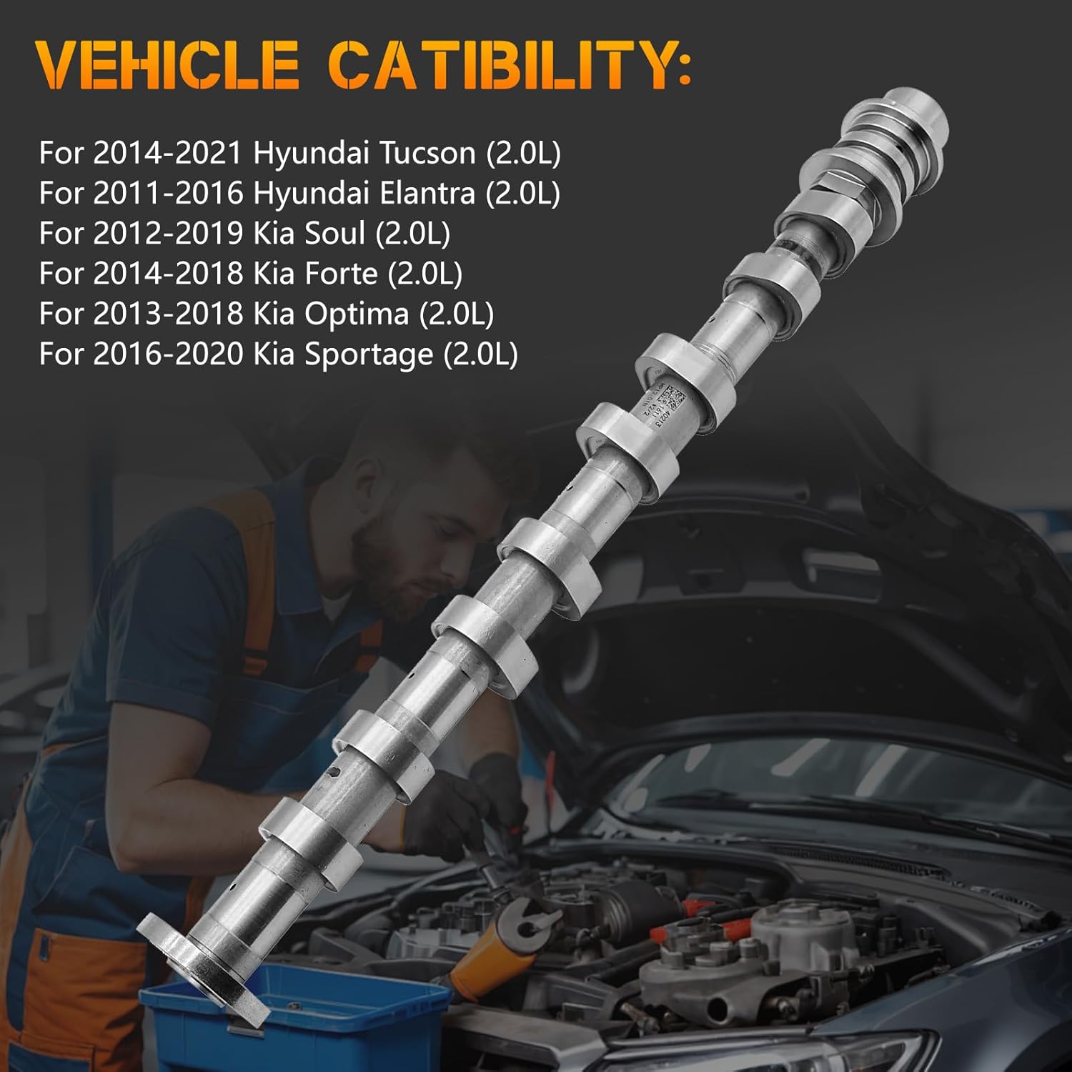 Intake Camshaft 24100-2E000 for Hyundai Tucson Kia Forte Soul 2014-2016 2.0L NU Engine Direct Fit Replacement OEM Spec