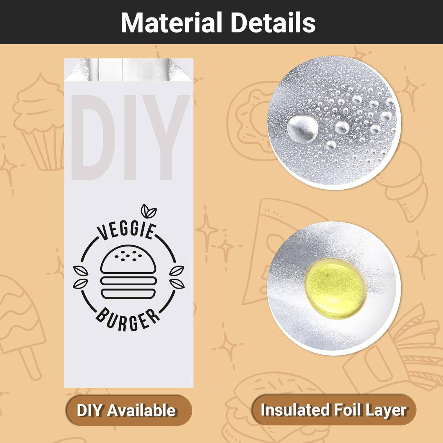 EUSOAR 24pcs 9.4" x 5.9" Bread Baskets and 100pcs 9.5"x3.5"x1.6" White Hamburger Wrappers Bags, Aluminum Foil Grease Resistant Food Storage Packaging Bag for Hot Food Hot Dog Bakery Cookies Snacks