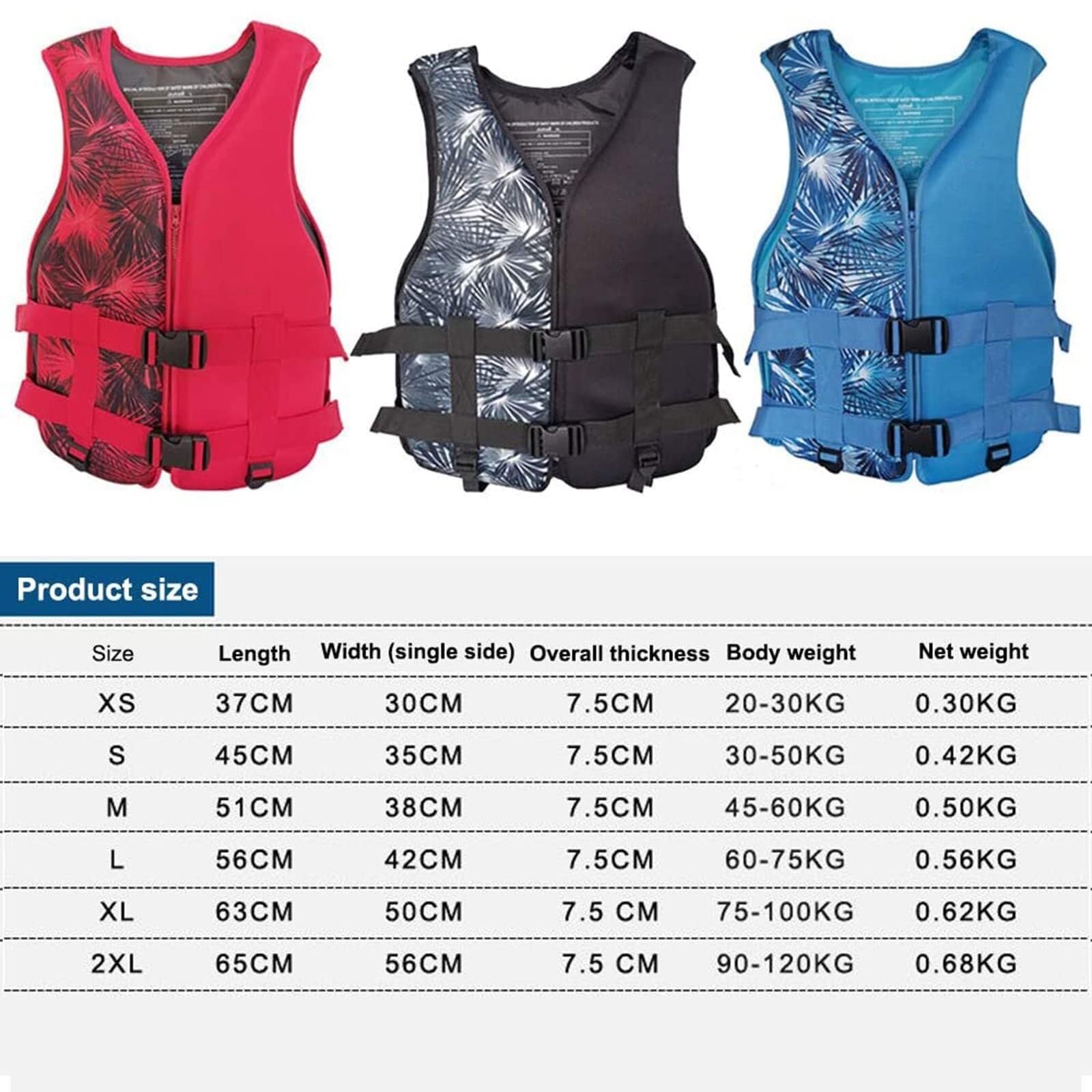 Vestes de Pêche en Néoprène avec Fermeture Éclair et Ceinture Réglables, Vestes de Pêche for Kayak, Bateau, Plongée en Apnée for Adultes et Enfants