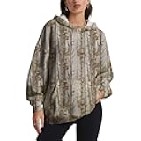 Camo Hoodies for Women Long Sleeve Crewneck Sweatshirts Women Graphic Lightweight Hoodie with Pocket Sweatshirt