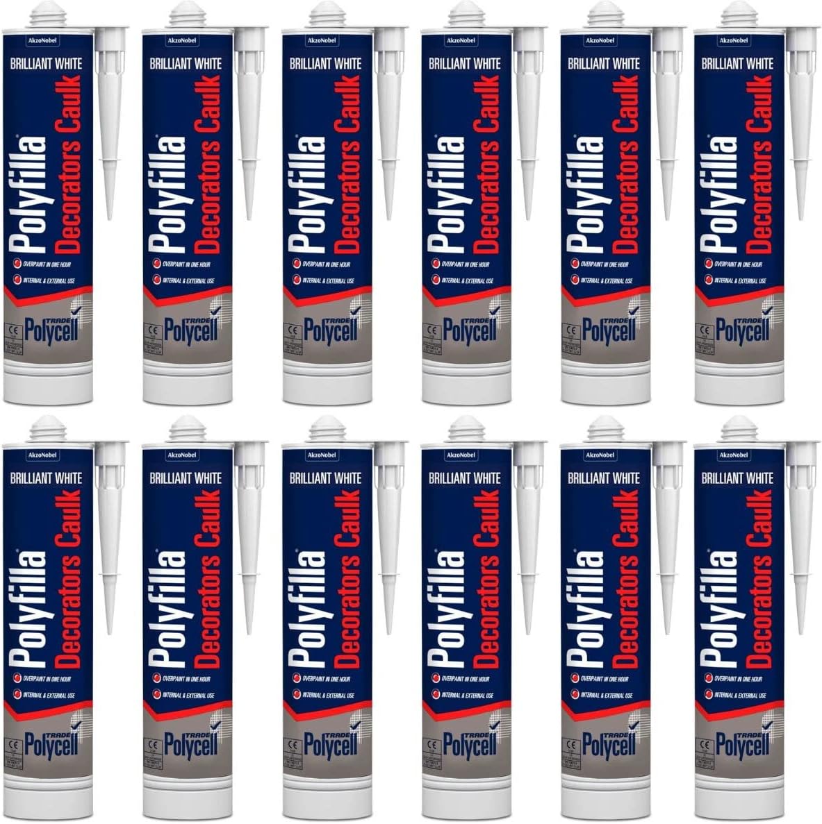 12 x Polycell Trade Decorators Caulk White Cartridge - 380ml