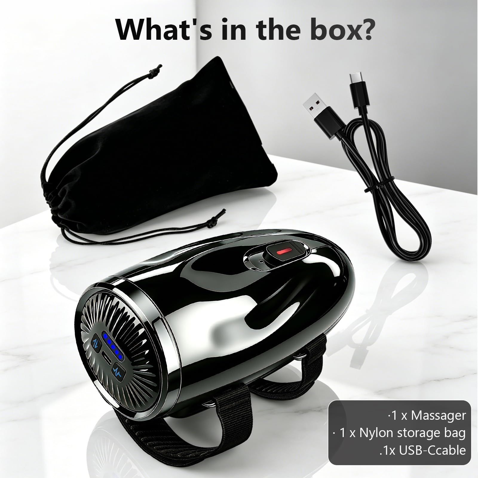 Handheld Barber Massager with Adjustable Straps, 5 Modes, Black