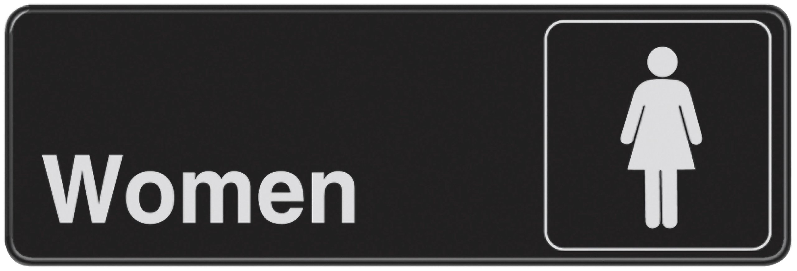 Hillman 841762 Women Visual Impact Self Adhesive Sign, Black and White Plastic, 3x9 Inches 1-Sign