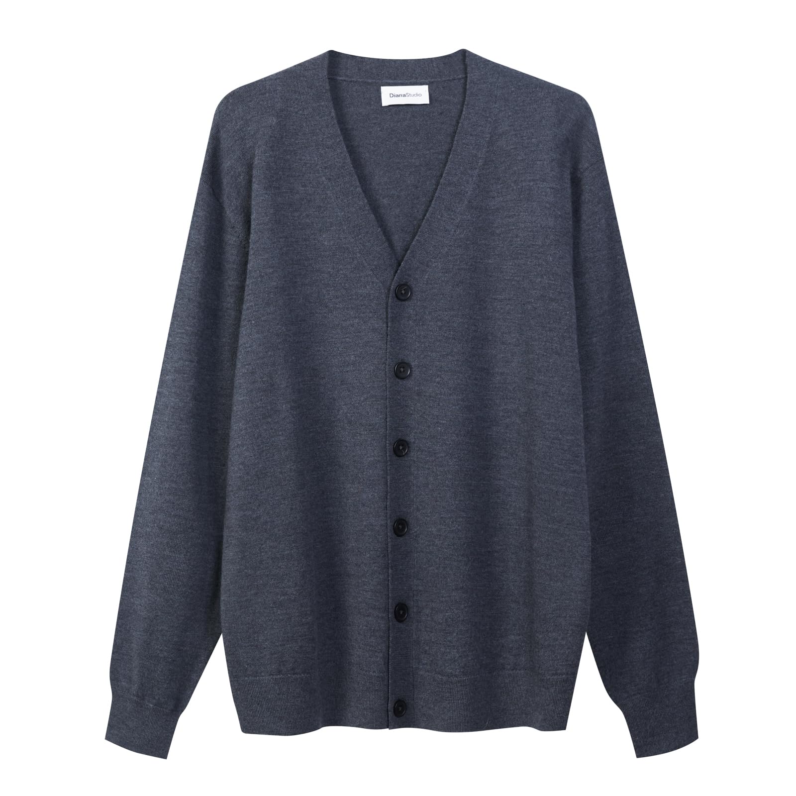 Diana Studio - Cardigan Basico in 100% Lana Merino, Uomo, Maniche Lunghe, Regular Fit