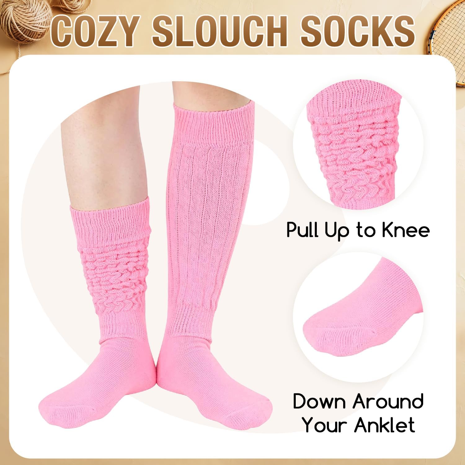 Slouch Socks for Women - Green Purple Long Boot Stack Socks, Orange Yellow Pink Blue Gifts - Image 4