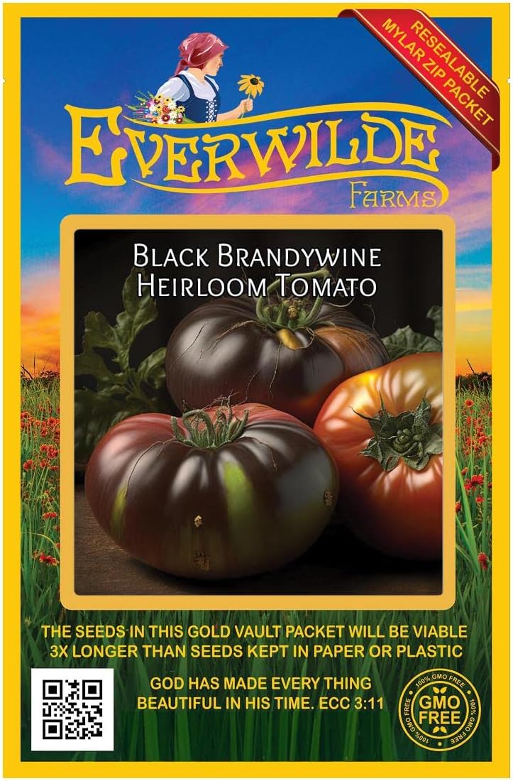 Everwilde Farms - 1 Oz Black Brandywine Heirloom Tomato Seeds - Gold Vault