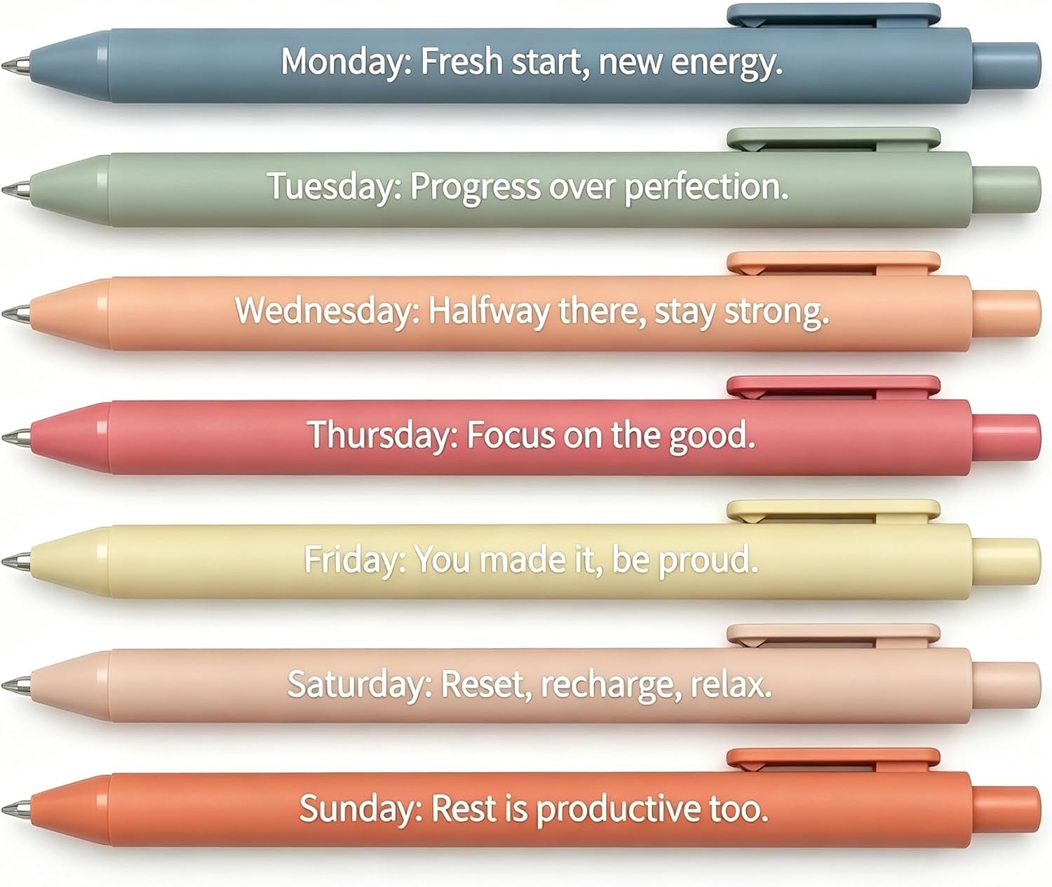 7Pcs Motivational Pens Set, Cute Encouragement Gifts