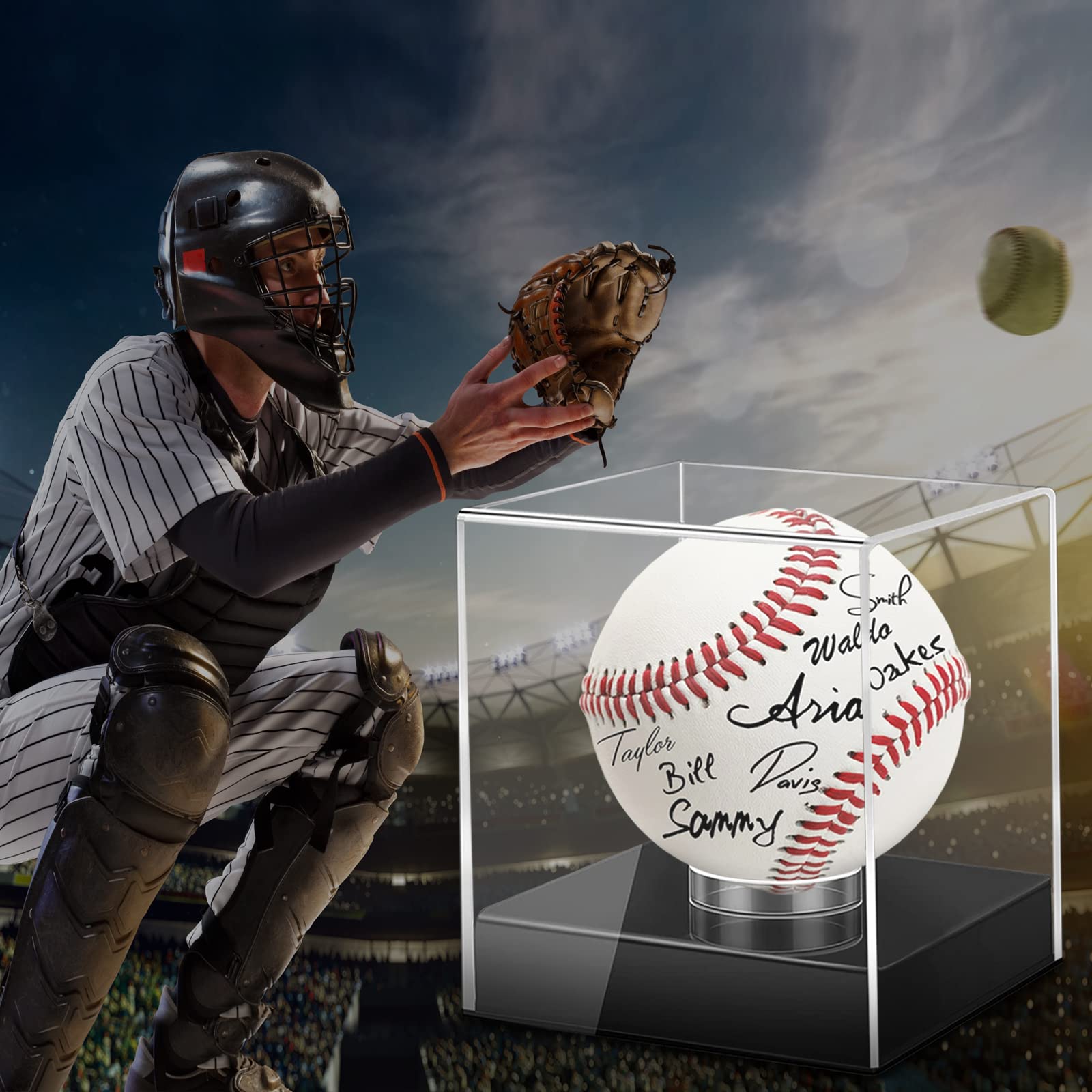 Vitrina de béisbol, Cubo acrílico con protección UV, Estuche Transparente para Recuerdos y Bolas autografiadas (1 Unidad)