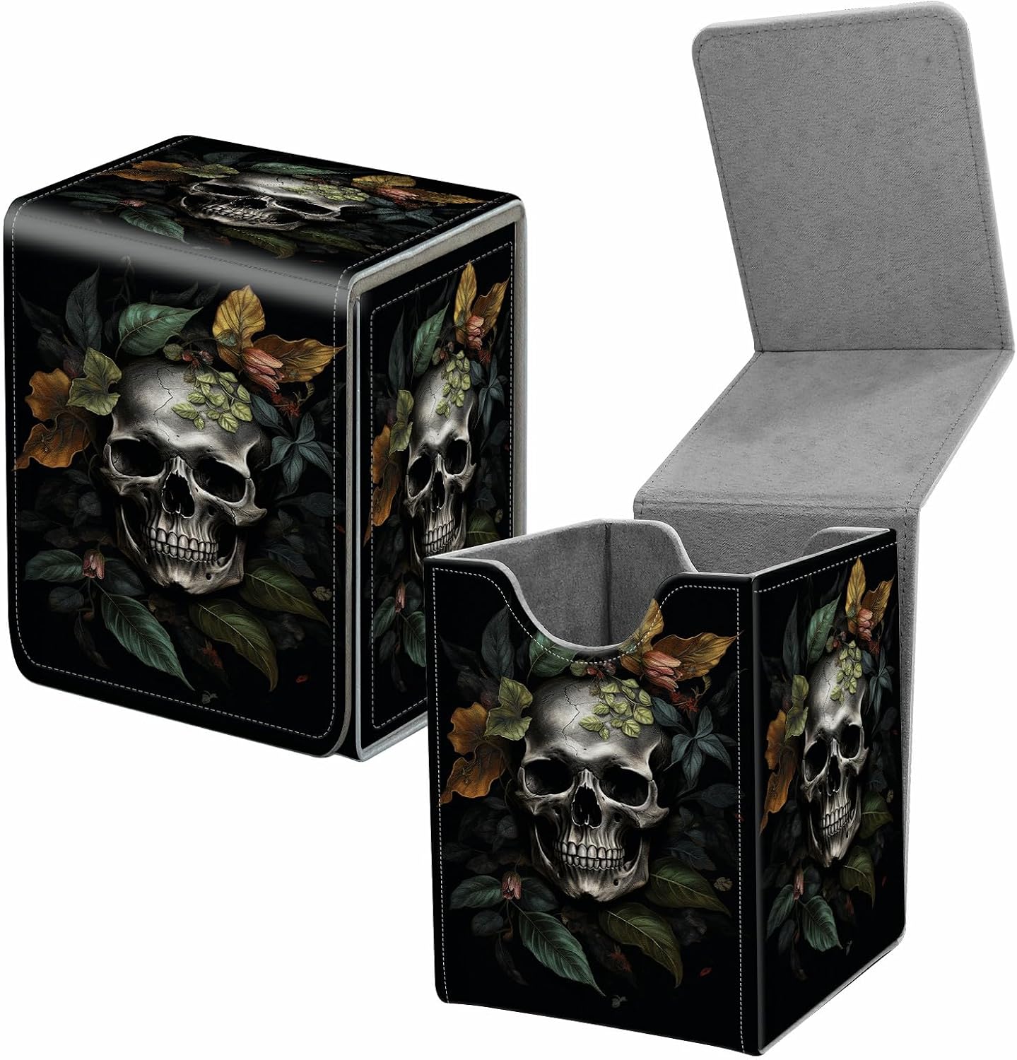 Card Deck Box for Trading Cards,MTG Commander Deck Box Fits 100+ Single Sleeved Cards,Leather Magnetic Card Storage Box for YuGiOh TCG CCG Cards,Mushroom Grove