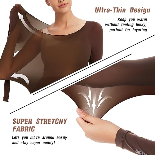 Miniatura 4 de Camiseta térmica de lujo para mujer súper elástica, ultra fina y sedosa para comodidad diaria y deportes