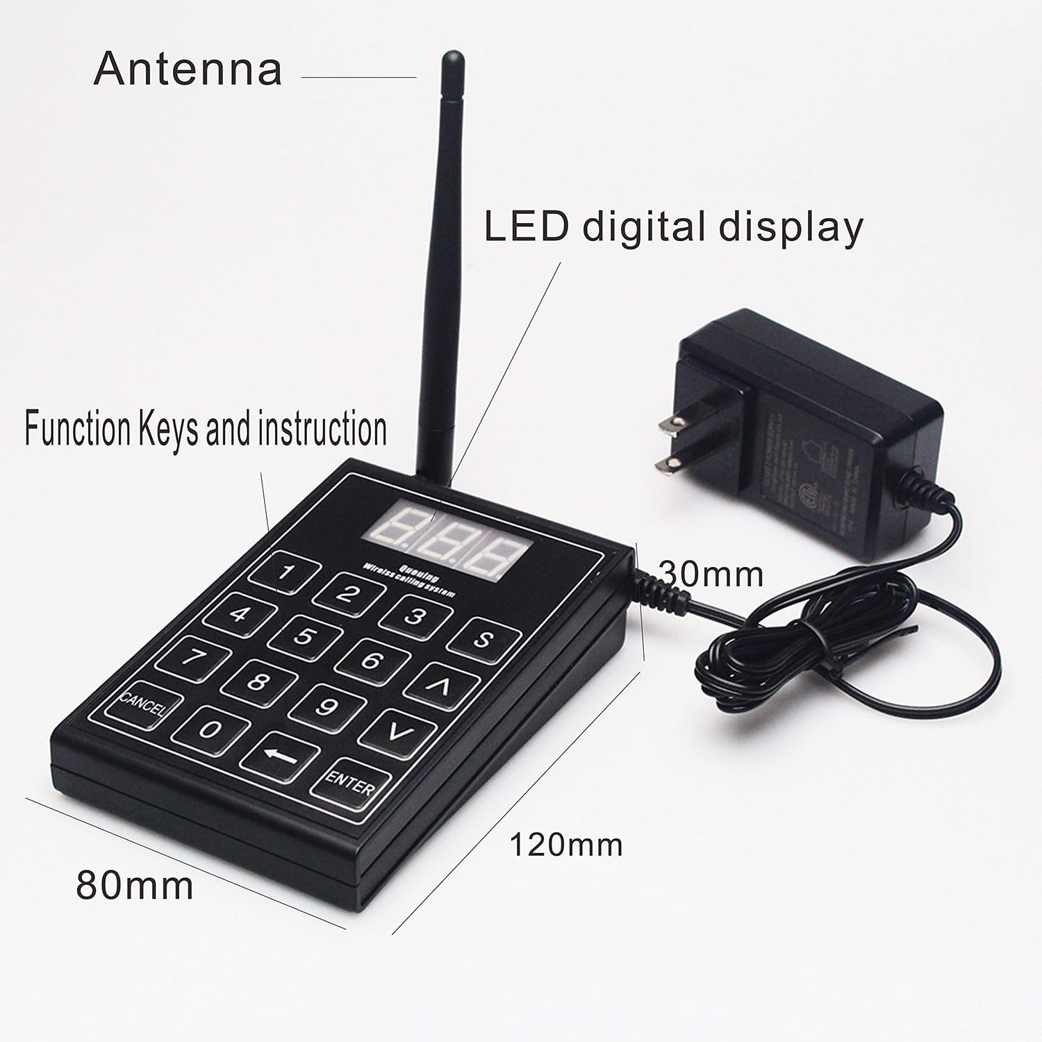 Localizador Inalámbrico para Clientes de Restaurantes,1 Teclado Emisor+10/20/30 Localizador Posavasos, Asistente para Recoger la Comida,30Pagers