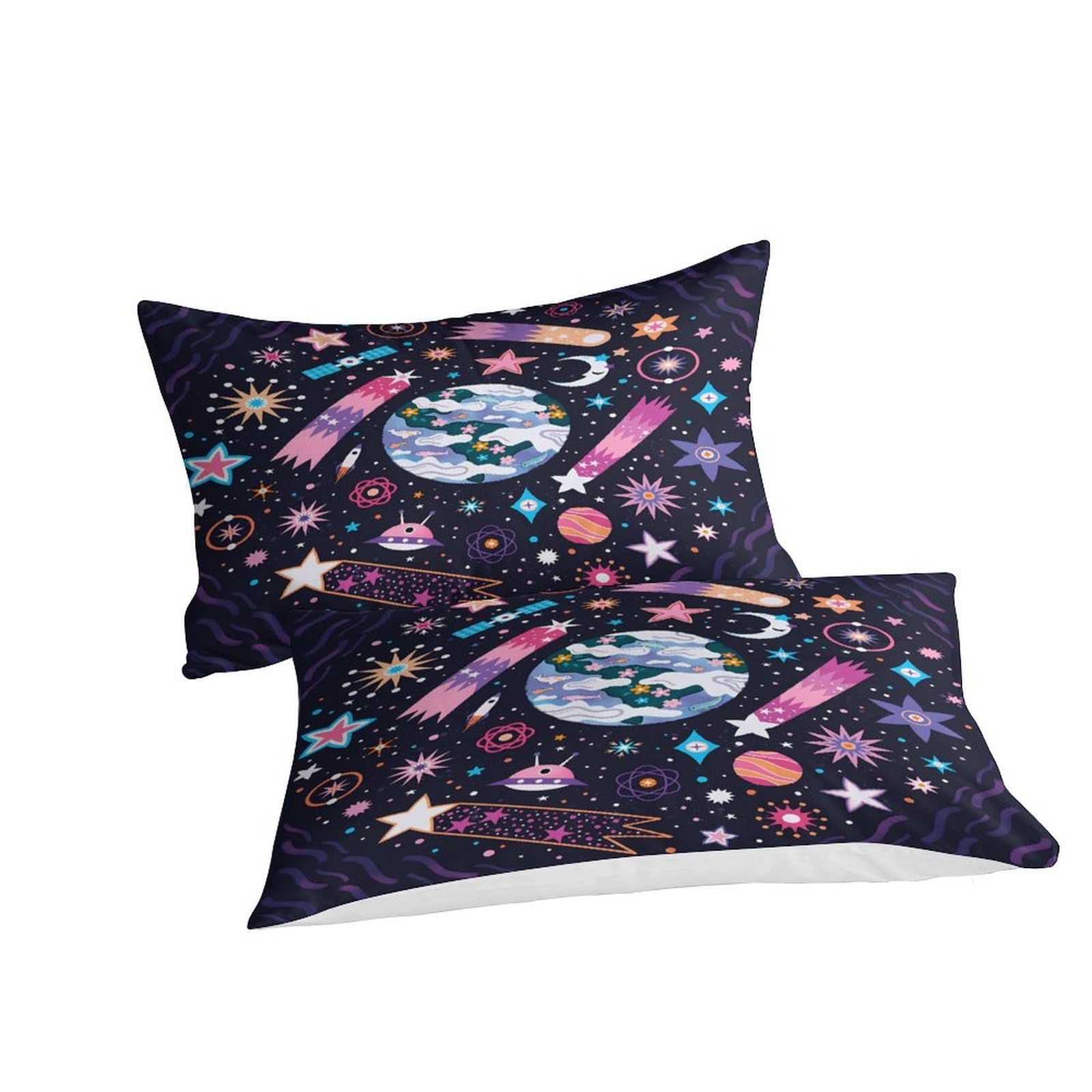 Housse de couette espace 3D super roi 260x220cm avec planète pour lit enfant