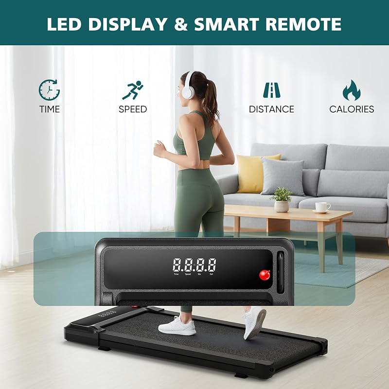 Smug Compact Armless Treadmill, Space Saving Design for Home & Office, Quiet Under Desk Walking Pad, 200 Lbs Capacity 3 in 1 Portable Walking Treadmill image 2