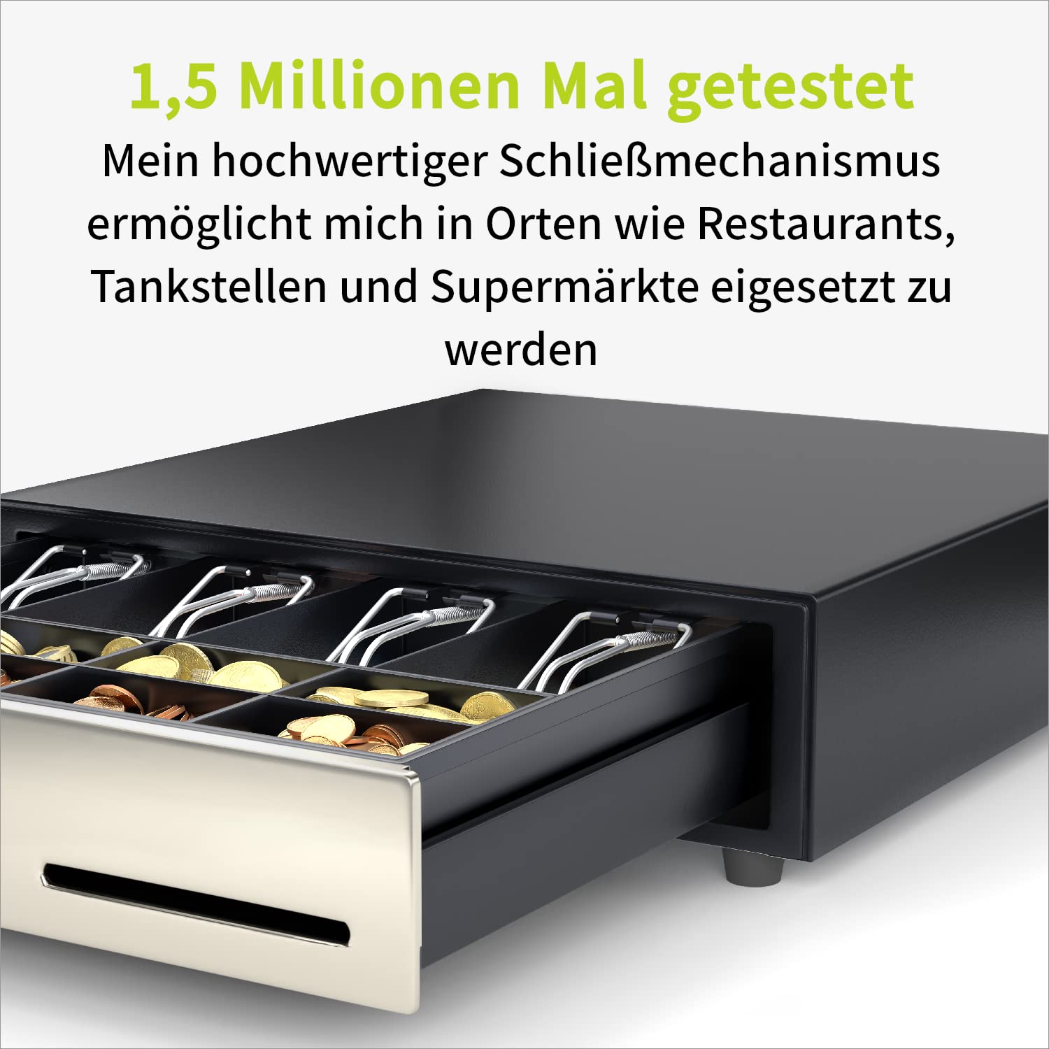 ACROPAQ Kassenschublade 33 x 33 cm Manuell Push Öffnung Unterbau Schwarz Edelstahlfront