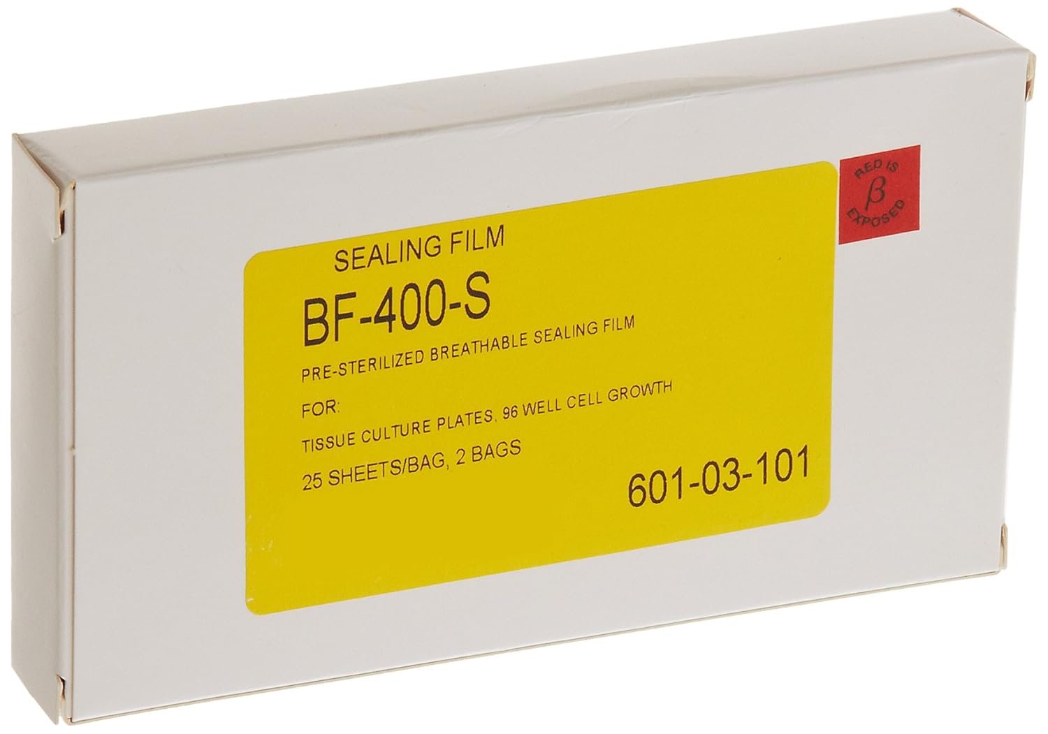 Axygen BF-400-S Rayon Breathable Sealing Film for Tissue Culture Deep Well Plates, 96 Well, 50µm Thick, 153mm Length, 82.3mm Width, Sterile (Case of 500)