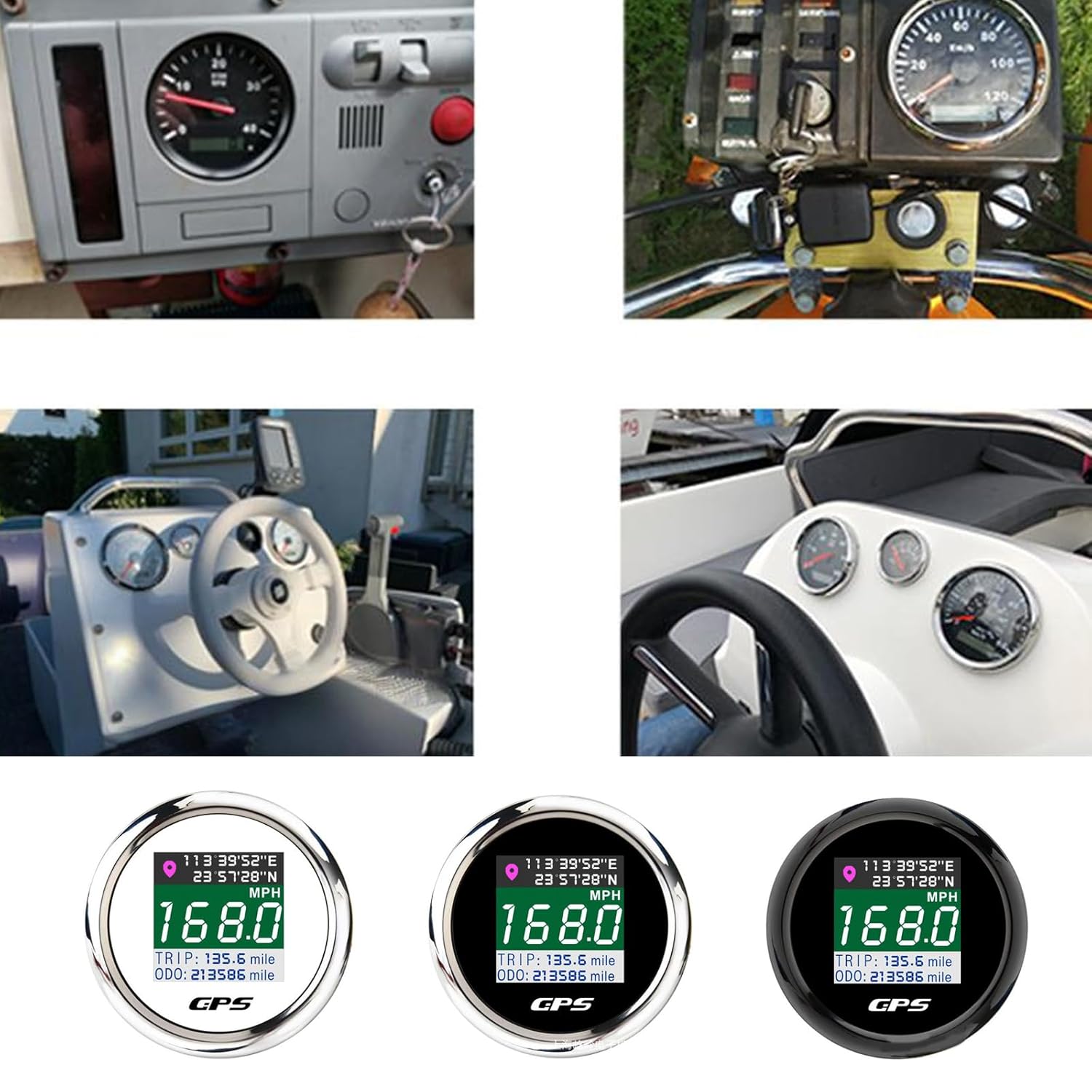 HEMLBOYW 小型52mmマップスピードメーター、大画面オドメータートリップモニター付き、車両、ボート、オートバイへの簡単な取り