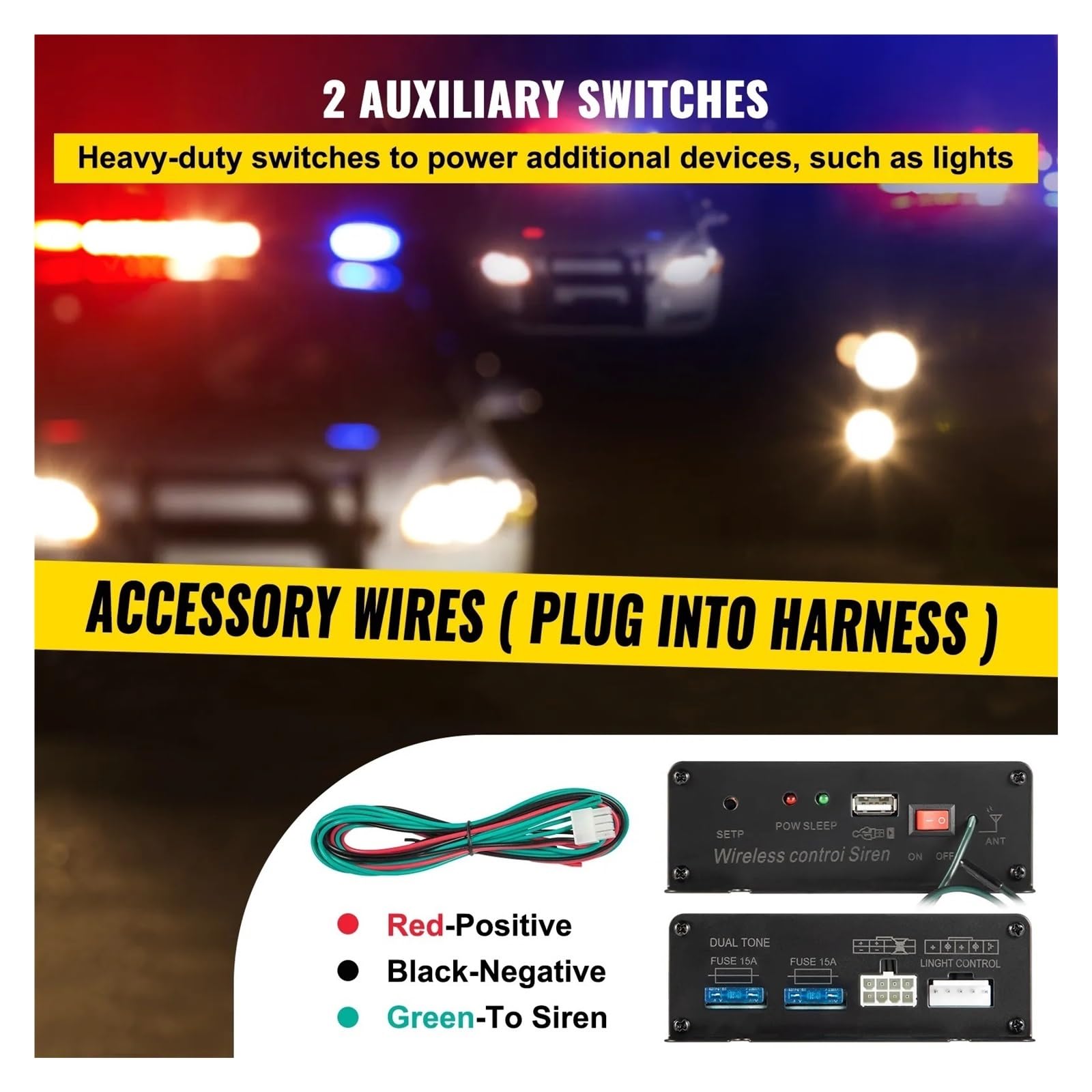 Autoalarmanlage Anti Diebstahl 200 W 12 V lauter Auto-Warnalarm, Polizei, Feuersirene, PA-Lautsprecher, MIC-System for alle spezifischen Fahrzeuge(Suit A)