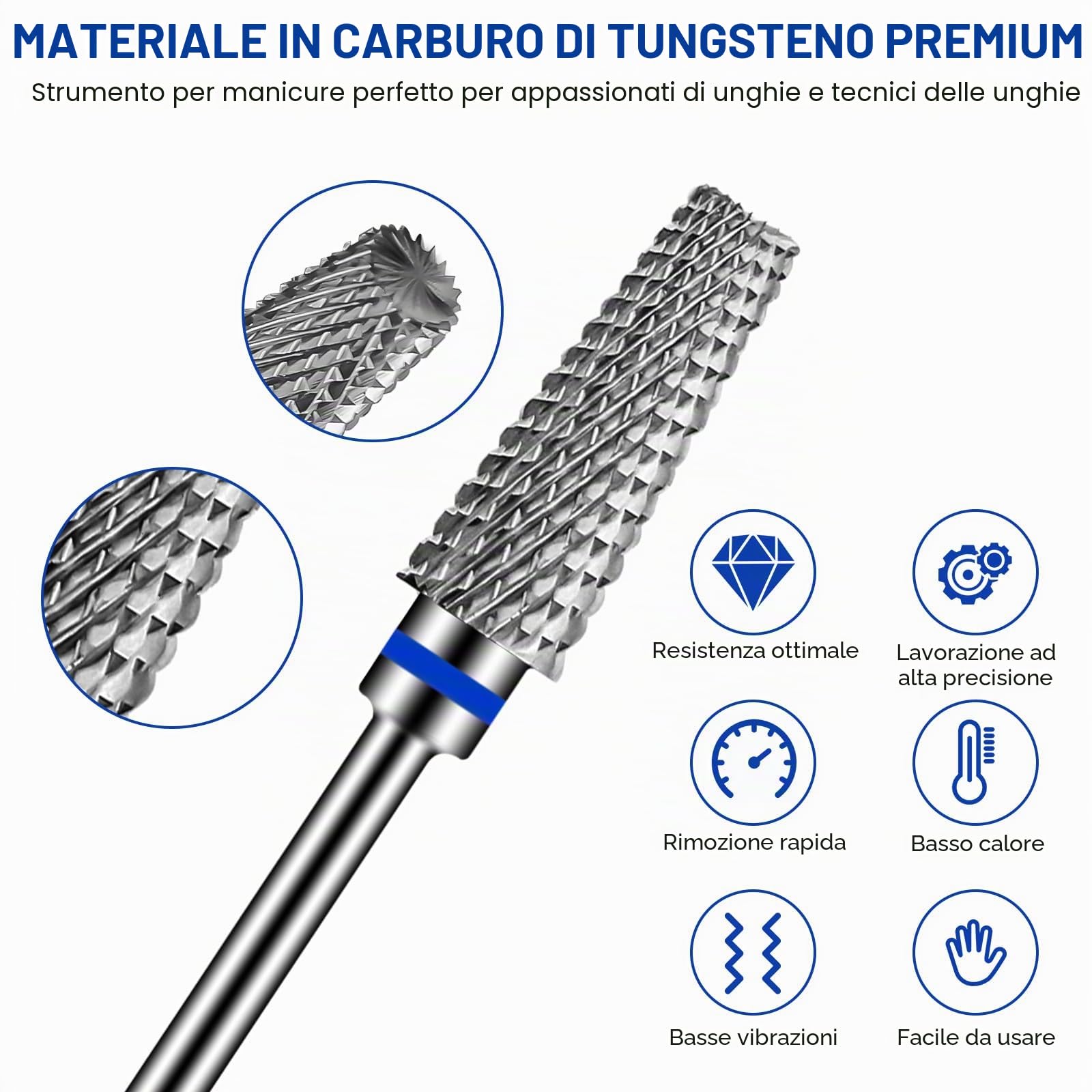 CGBE 5-in-1 Punte Fresa Unghie, Punta Fresa Unghie de Carburo di Tungsteno per Rimuovere Gel Acrilico Cuticola, 3/32 Pollici Punta Fresa Rimozione Gel, Strumenti per Manicure e Pedicure | Punta Fresa Unghie de Carburo di Tungsteno, 3/32 Pollici Punta Fres