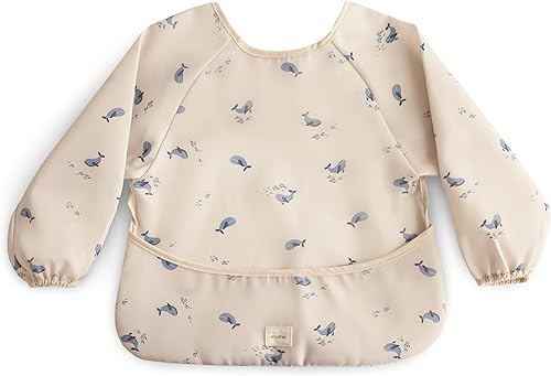Mushie - Babero de manga larga para bebé, resistente al agua, ajuste ajustable para edades de 6 a 24 meses
