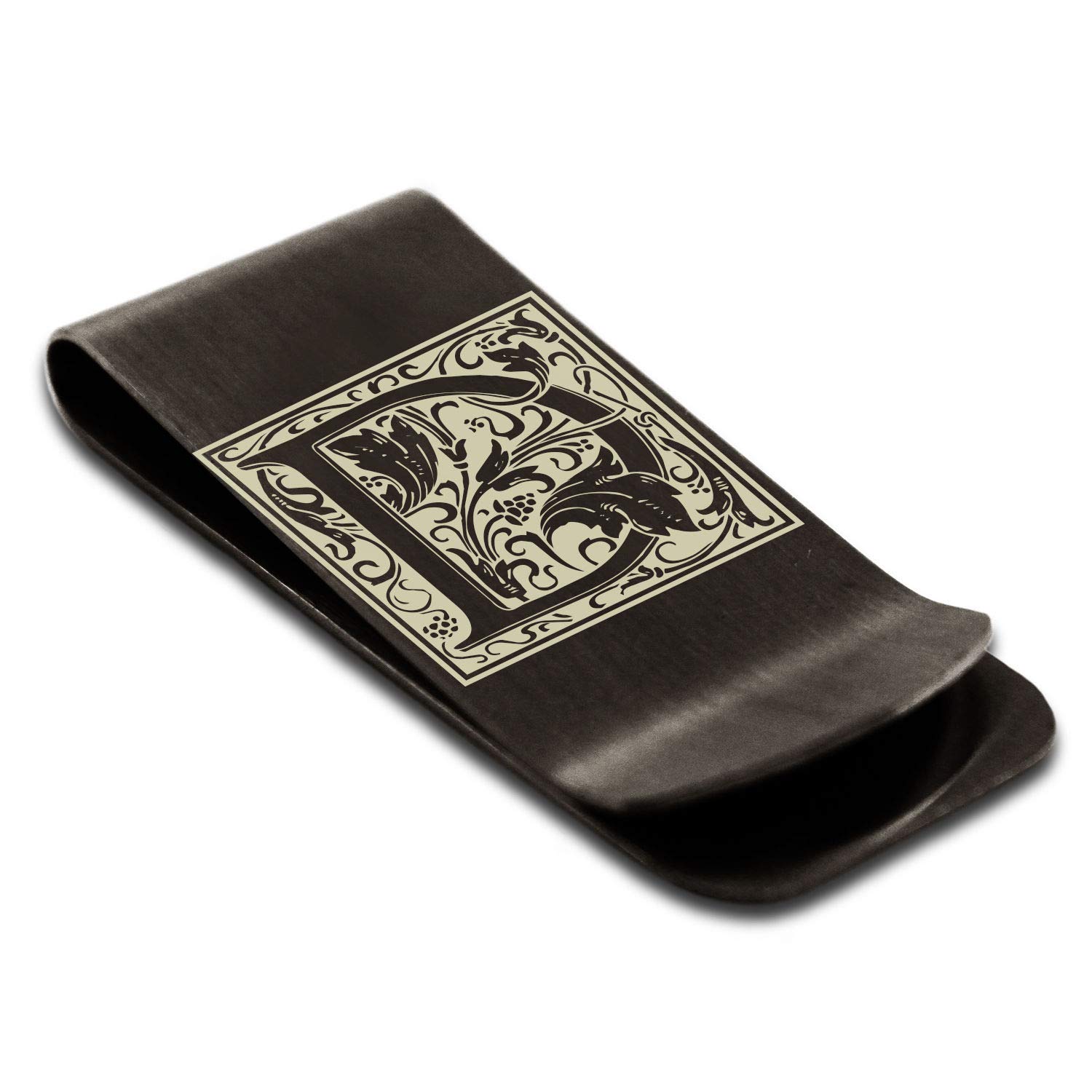 Stainless Steel Money Clip For Men Dad Boy Friend Father Floral Initial Letter Box Monogram Wallet Cash Card Holder | Dad