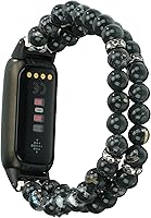 Vista 2 de Wongeto Compatible con correas Fitbit Luxe, pulsera elástica de perlas estirable de moda hecha a mano para mujeres, correa de reemplazo
