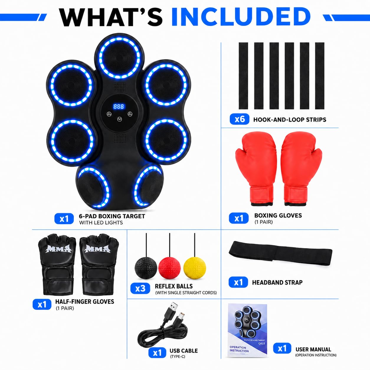 Music Boxing Machine - Máquina de boxeo electrónica con luces LED y Bluetooth, 9 velocidades para niños y adultos, entrenador de boxeo musical para casa y gimnasio