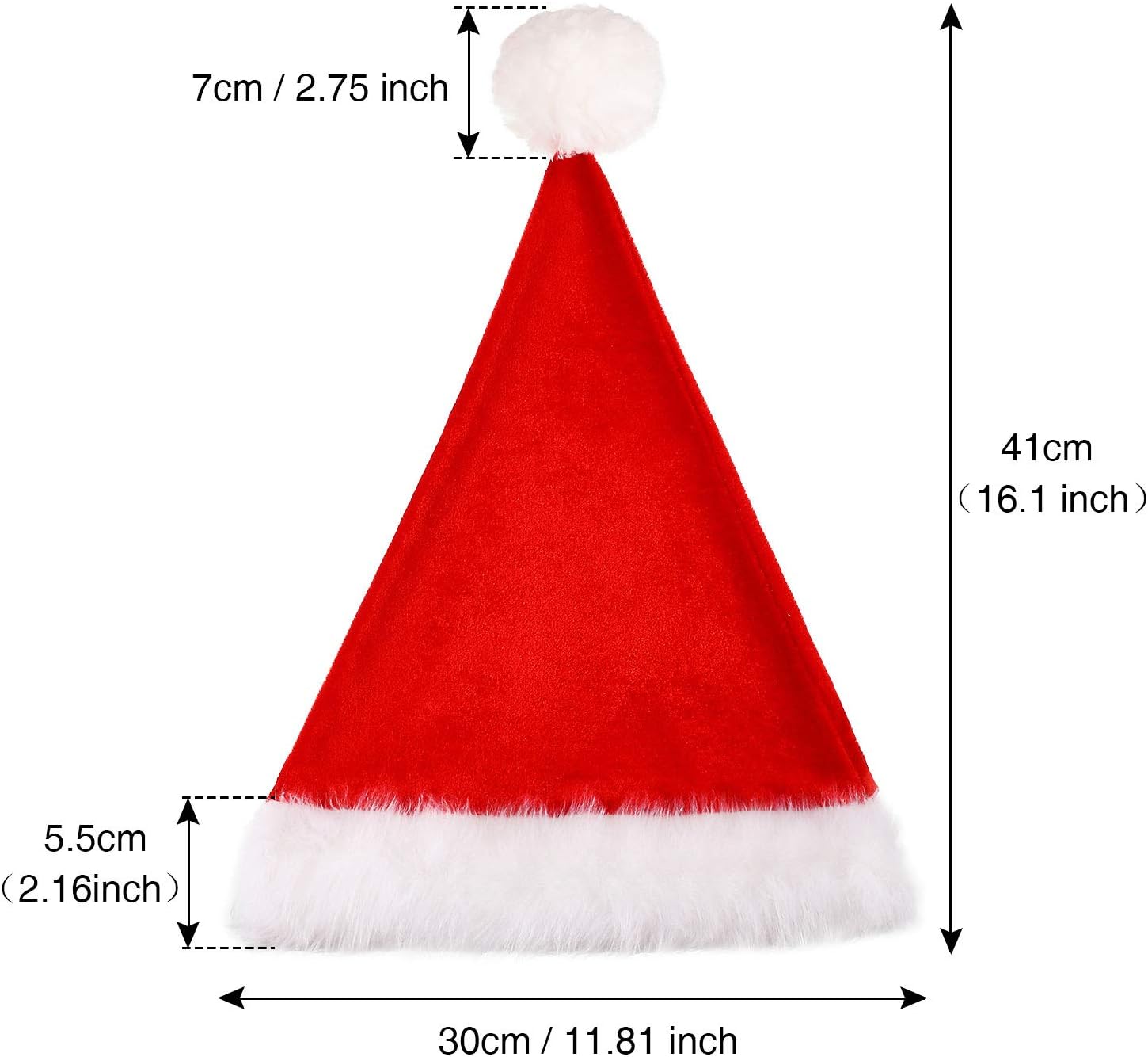 SATINIOR 8 Pieces Christmas Santa Hat Red and White Plush Christmas Hat for Adults Kids