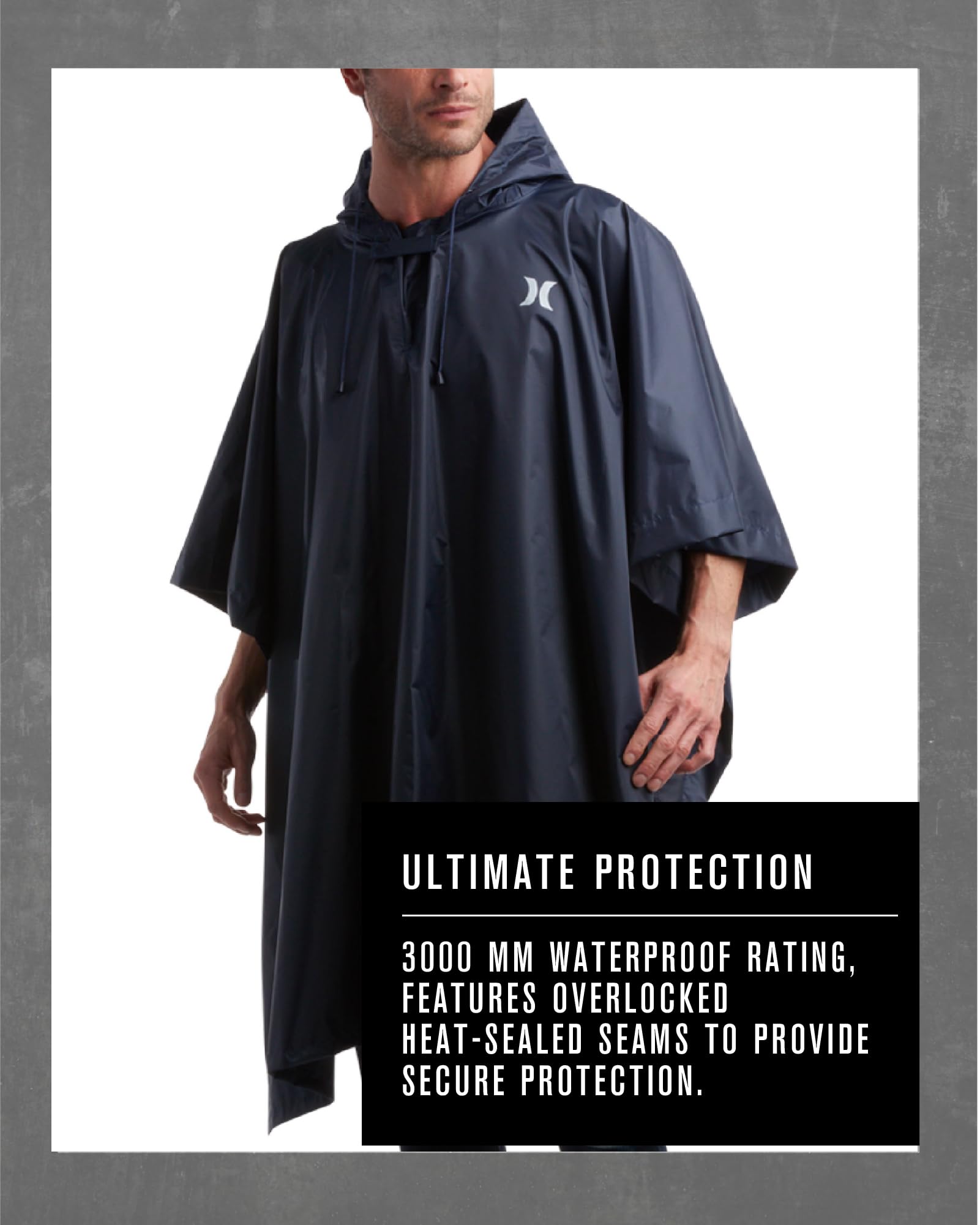 Hurley Poncho per adulti – Poncho impermeabile per adulti, leggero e ripiegabile per escursionismo, campeggio ed emergenza
