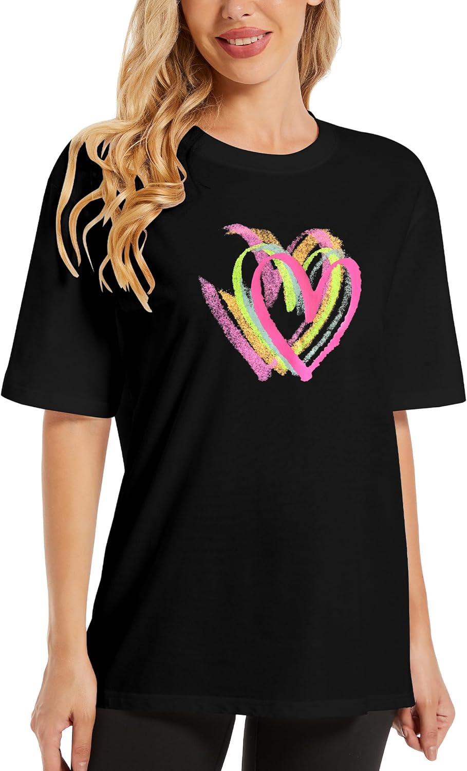 Women's Heart Graphic Tees 2025 Summer Tops Cute Cotton Casual Short Sleeve Crewneck T Shirts - Image 2
