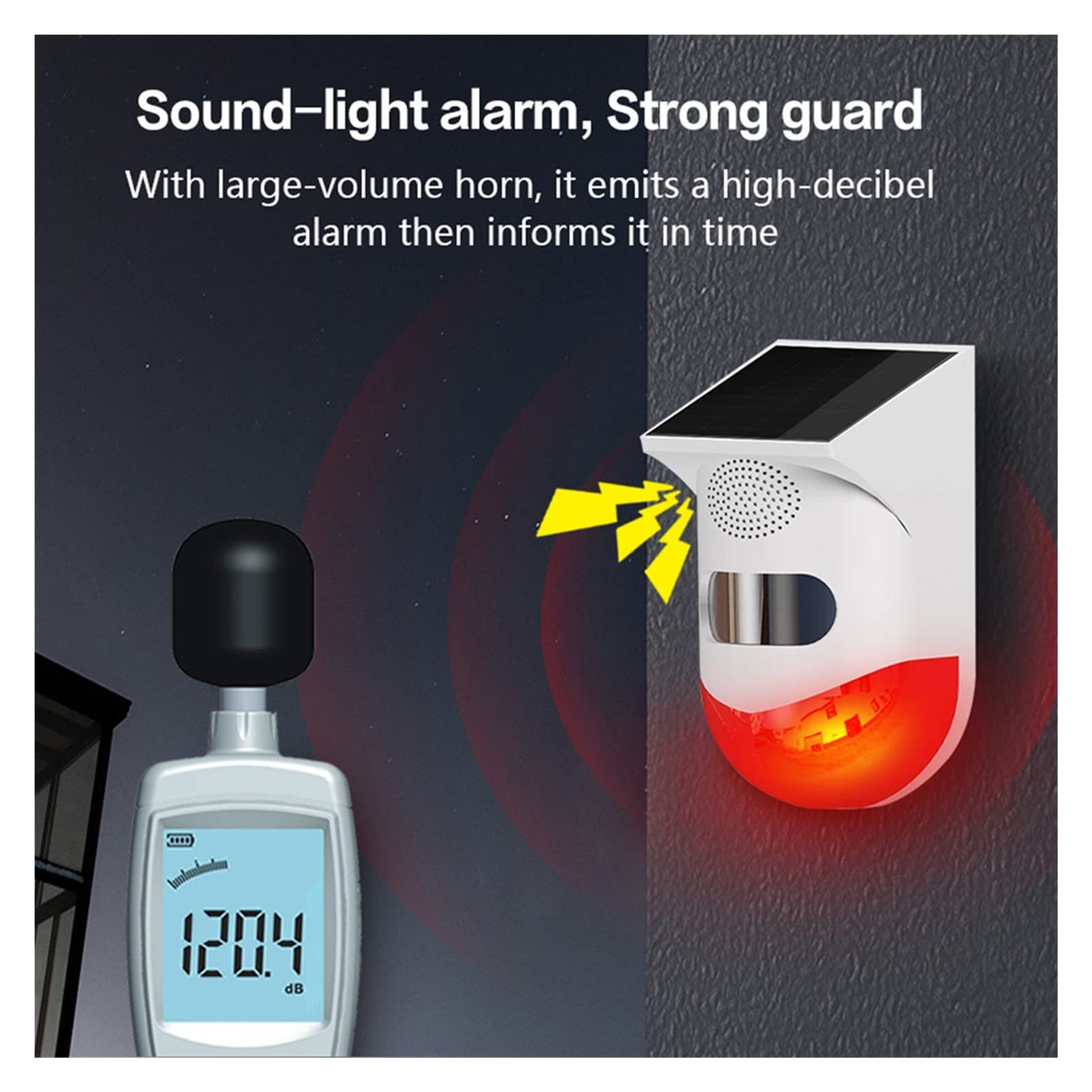 WiFi Red Light Flash Strobe Solaire extérieur Solar Infrarouge Sirène imperméable for TUYA Smart Life App Système d'alarme de sécurité Autonome à la Maison,SystèMe Domotique Multifonctionnel