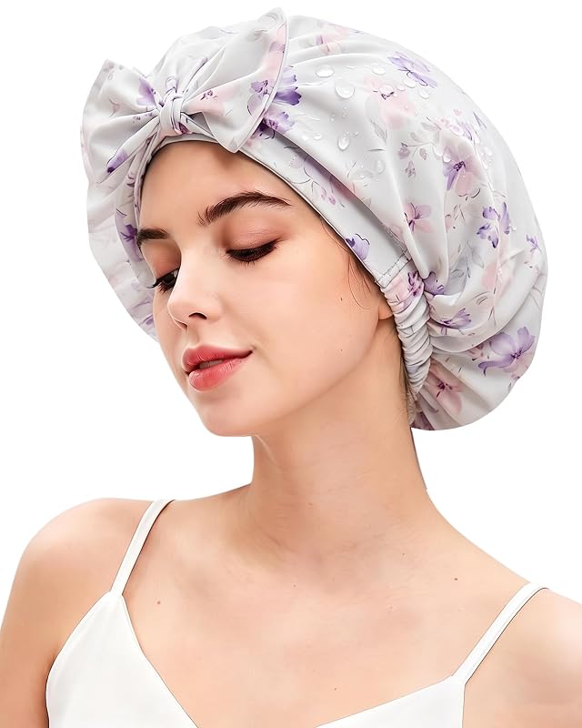 Touca de banho Ababalaya com forro de cetim, impermeável, Butterfly Reverie XL