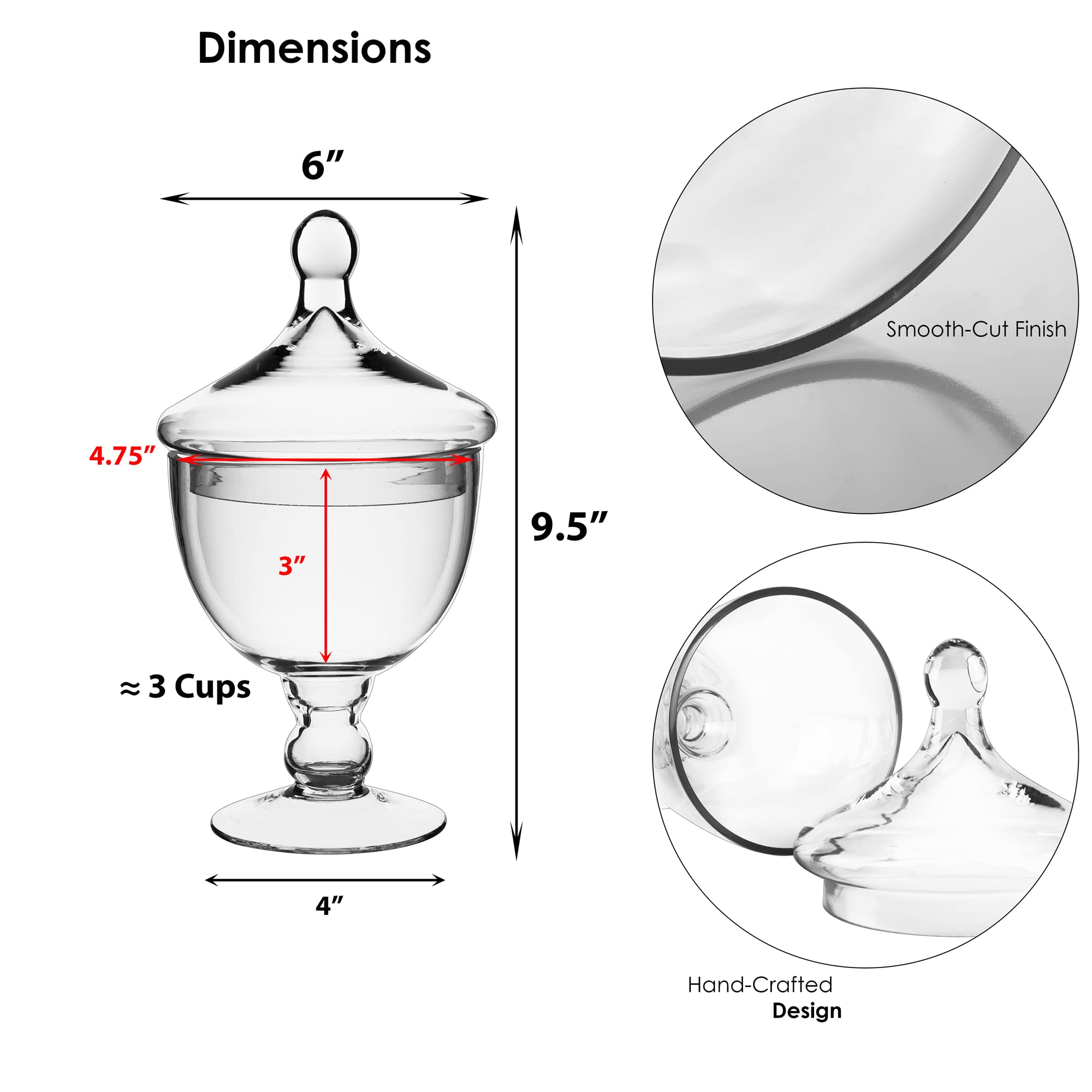 CYS EXCEL Glass Apothecary Candy Buffet Jar (H:9.5