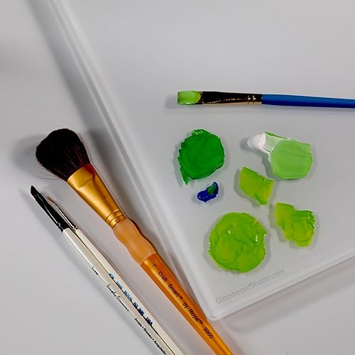 Miniatura 7 de GLASSBOARD STUDIO Paleta de pintura de vidrio templado ultra transparente para pintura acrílica y al óleo, grosor de 14 de pulgada, bajo hierro,