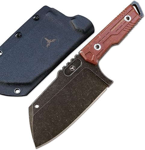 Miniatura 1 de LENGREN Cuchillo de táctica de alta resistencia, hoja fija de espiga completa, mango de lino de acero Sleipner, para caza, camping, caza (hoja negra