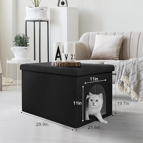 Miniatura 2 de AIPERRO Caja de arena para gatos, diseño de tapa abatible, muebles otomanos a prueba de perros, impermeable en el interior, fácil instalación y