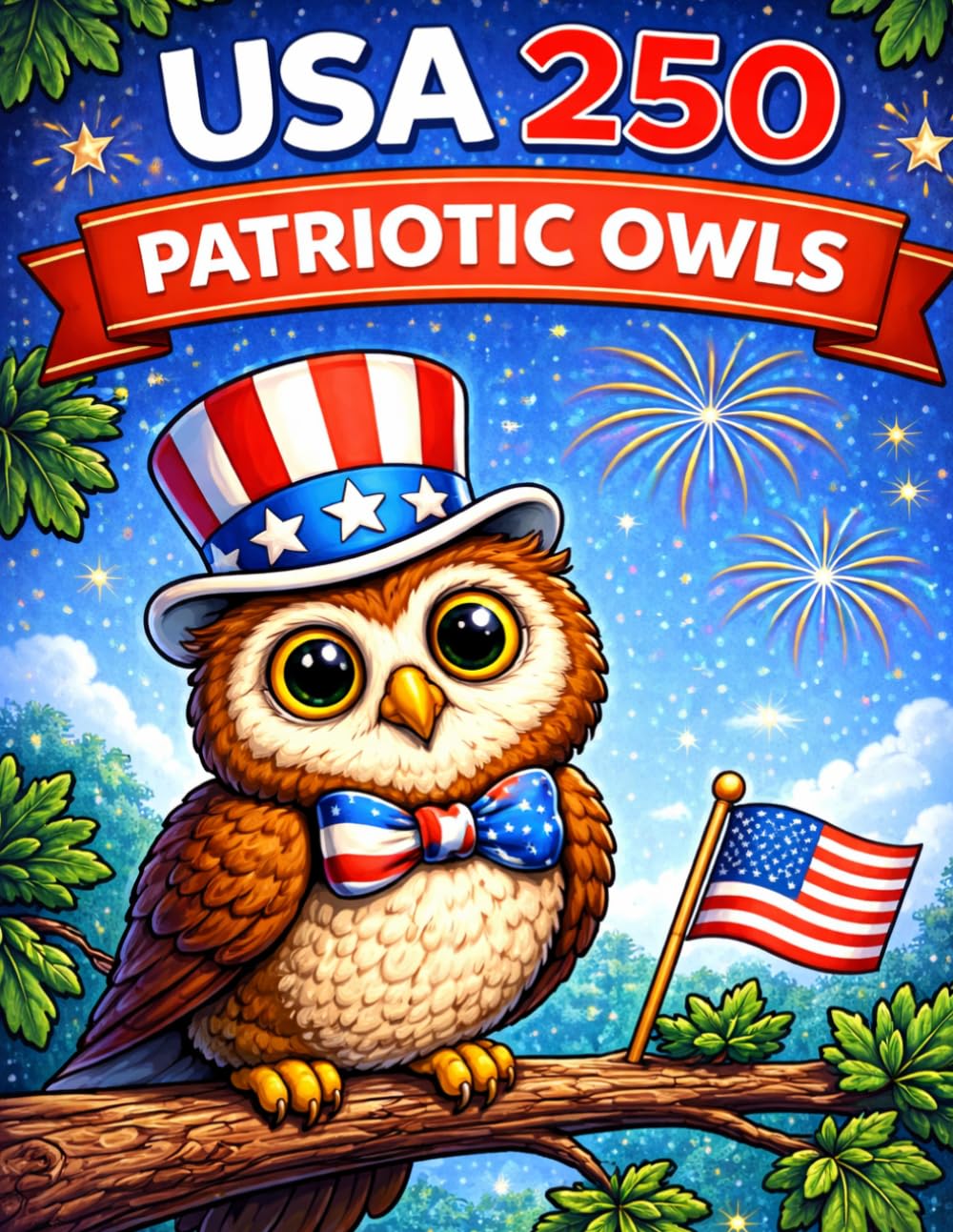 USA 250 Patriotic Owls Coloring Book for Kids: 50 Fun & Easy Coloring Pages Celebrating America’s 250th Birthday with Cute Owls, Landmarks, and ... (USA 250 Patriotic Coloring Book Collection)