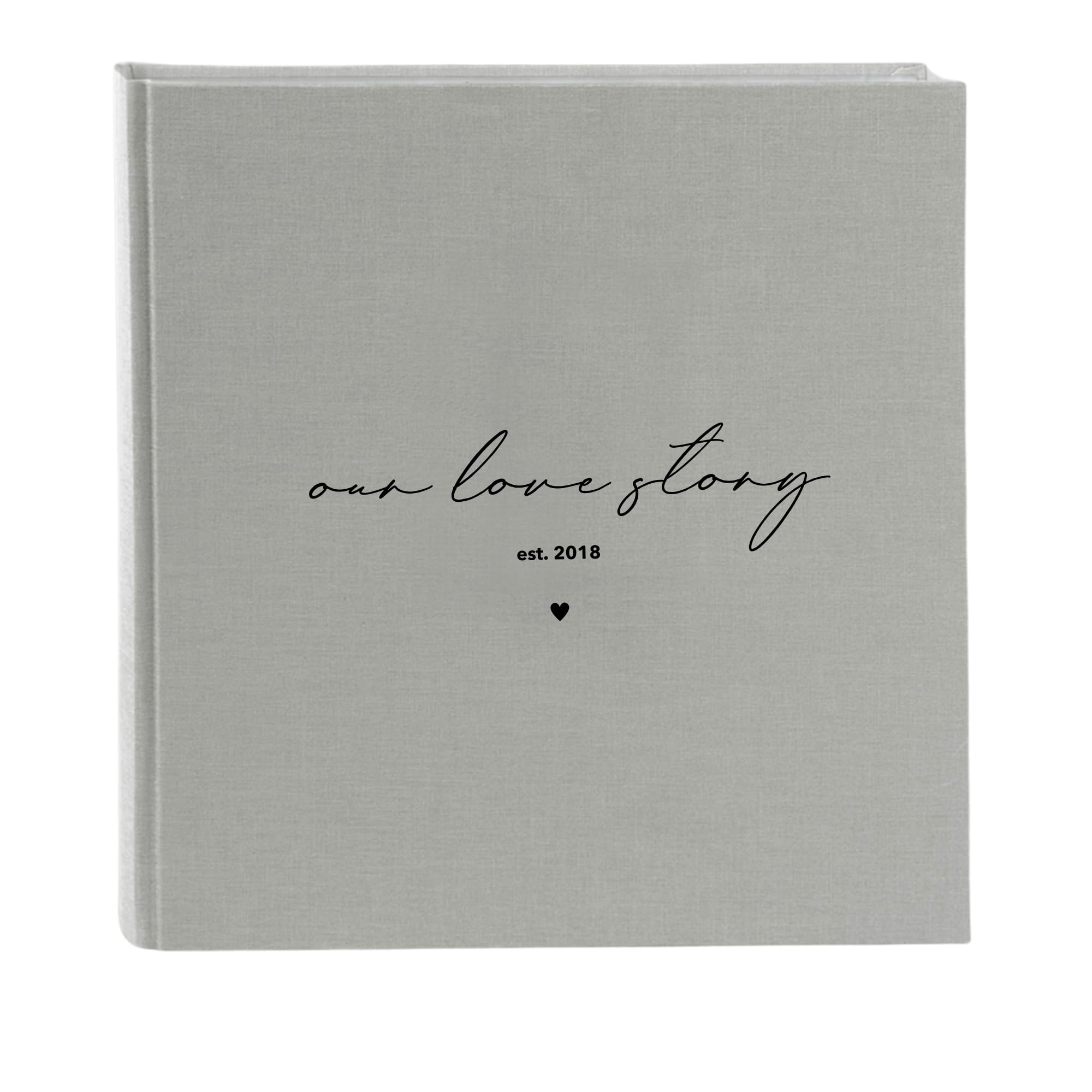 personalisiertes Album "our love story", Gästealbum Fotoalbum zur Hochzeit, Geschenkidee Jahrestag Hochzeitstag, Hochzeitsalbum (Graublau, 25x25cm (60 Seiten))