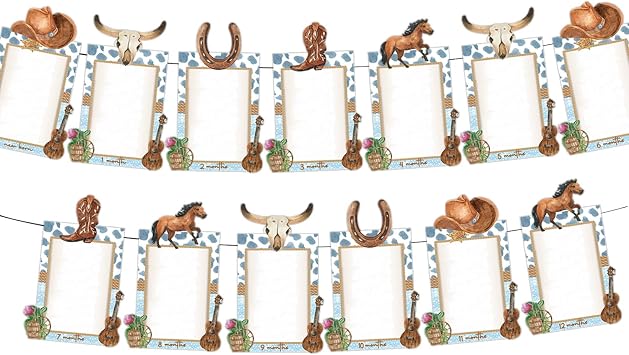 My First Rodeo Birthday Party Photo Banner Western Cowboys 12 Month Banner My 1st Rodeo Bday Party Supplies Decorations for Cowboys 1st Bday Decor