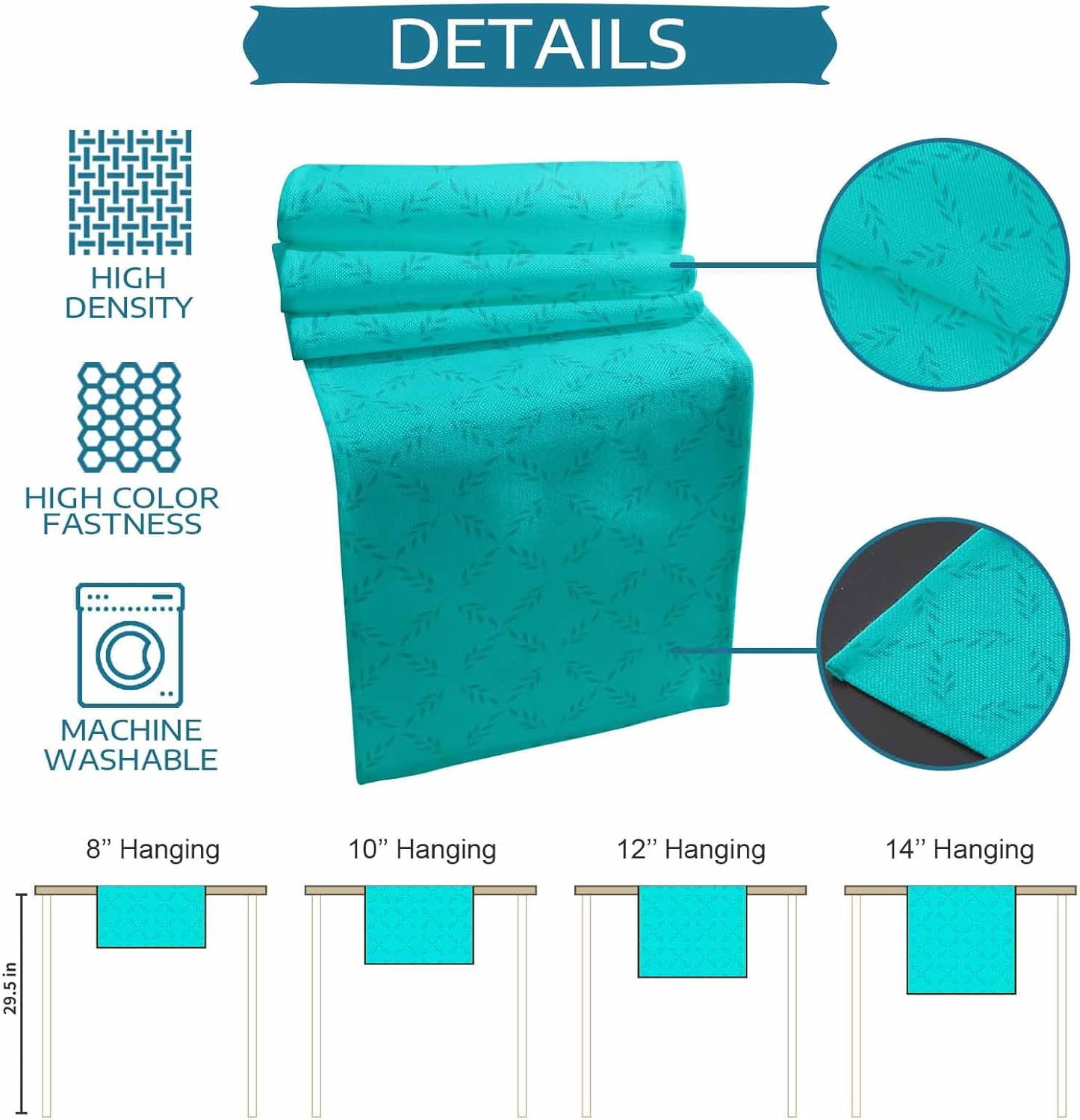 Aqua Diamond Checkered Table Runner 72 Inches Long for Dining Table Decor,Geometric Gingham Boho Trellis Lattice Burlap Linen Farmhouse Table Runner Coffee Kitchen Party Table Runners Dresser Scarf