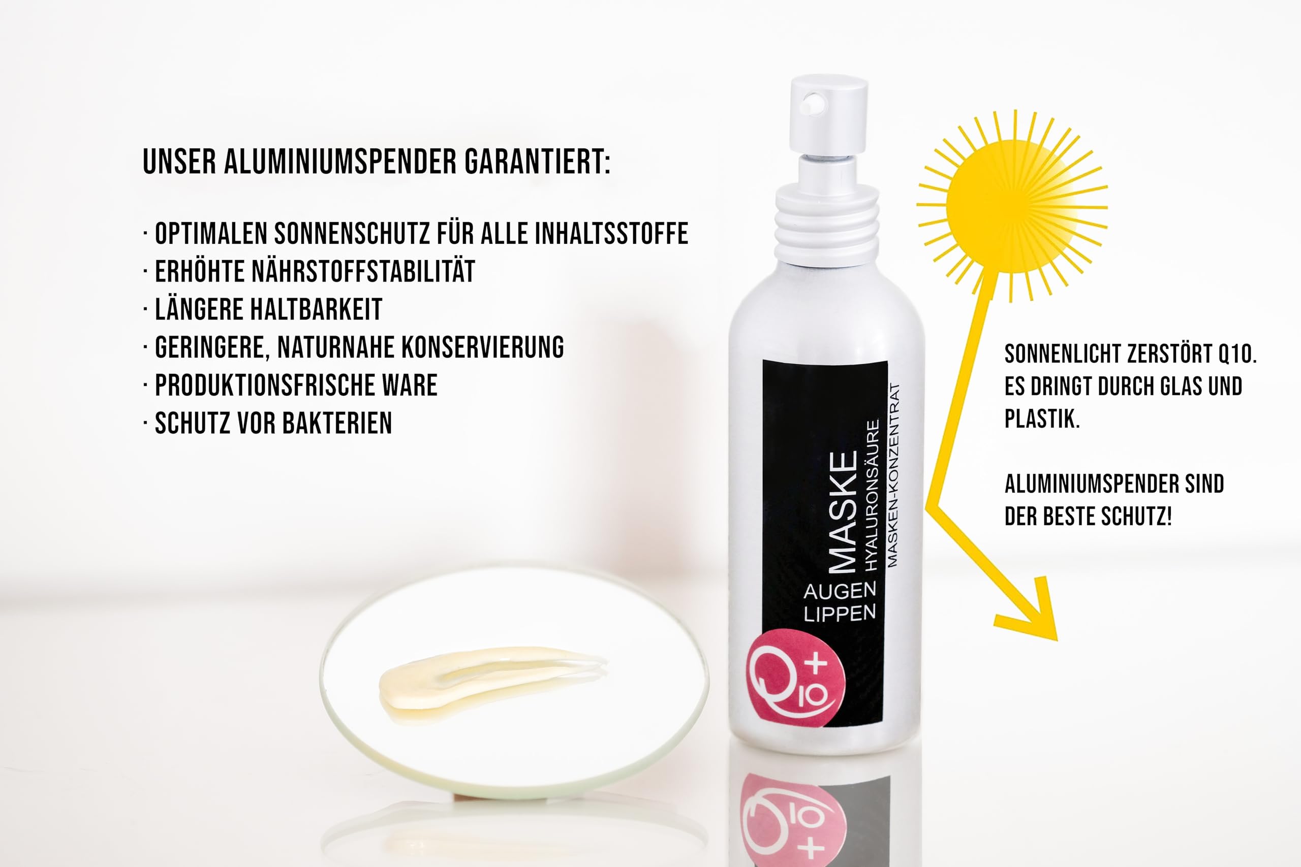 Augen Lippen Maske Vegan 100ml - mit Vitamin C, Hyaluronsäure, Q10 – Spendet langanhaltend Feuchtigkeit - Aufpolsterung, Glättung