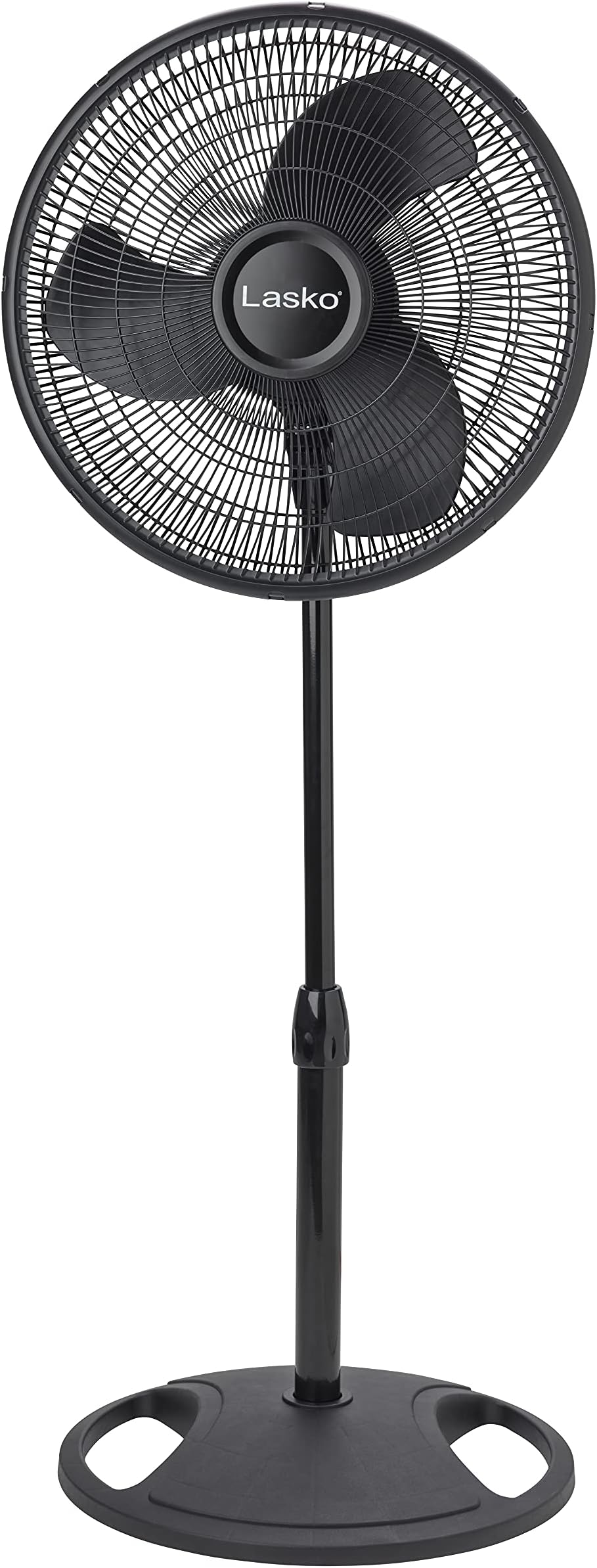 Lasko 16-inch 3-Speed Oscillating Floor Fan with Adjustable Height, Tilt-Back Head, Widespread Oscillation, and Patented Blue Plug Safety Fuse - Black