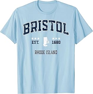 Bristol Rhode Island RI Vintage Athletic Navy Sports T-Shirt